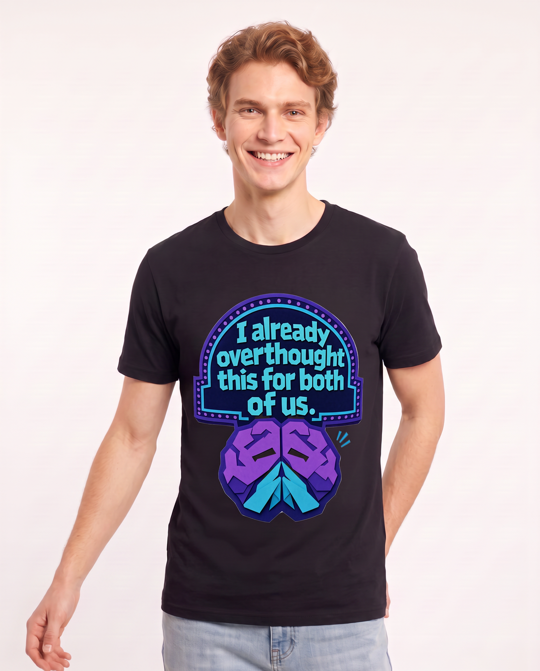 Graphic Men's Black T-Shirt - I already overthought this for both of product image 3