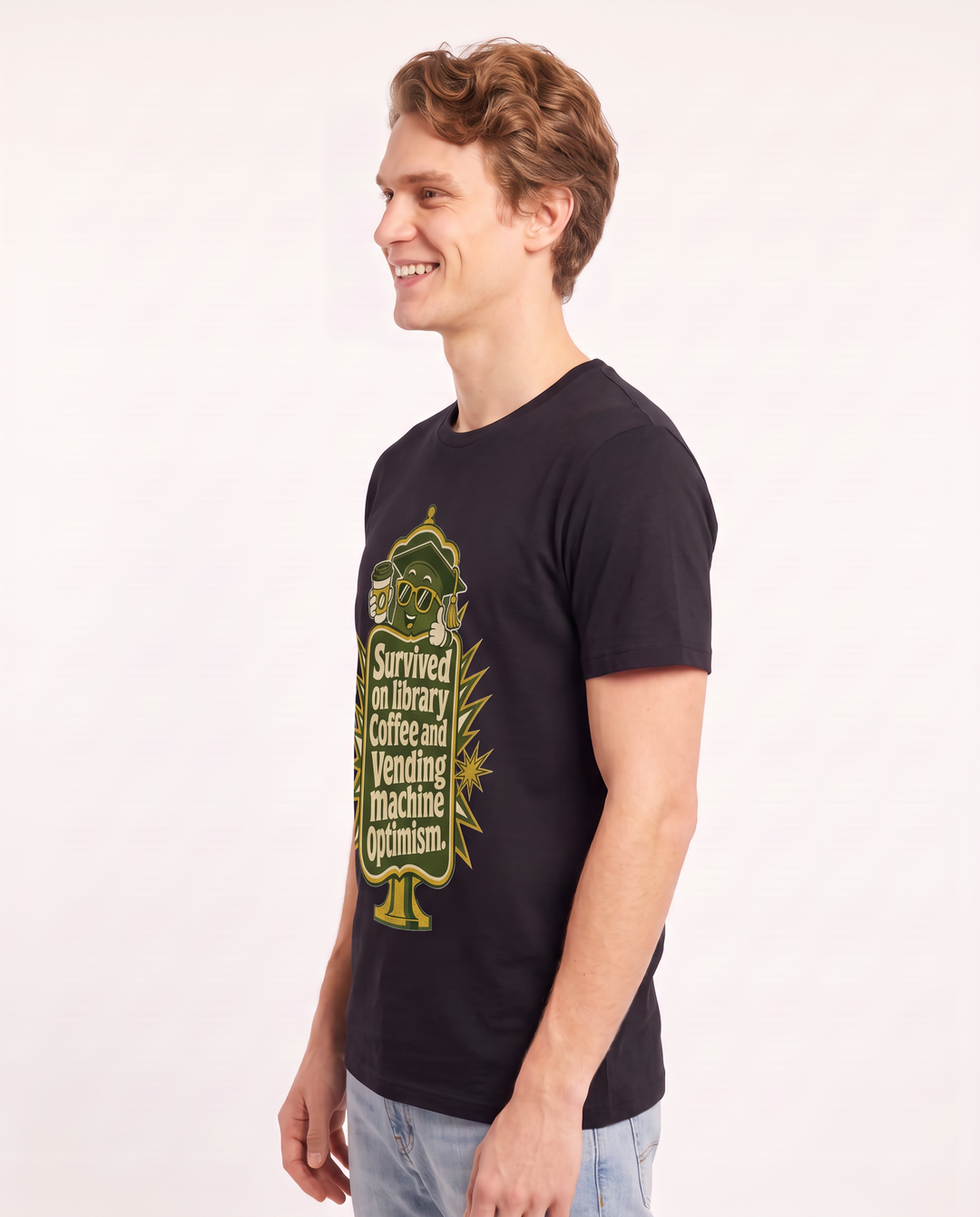 Graduation Gift Men's Black T-Shirt - Survived on library coffee and product image 2