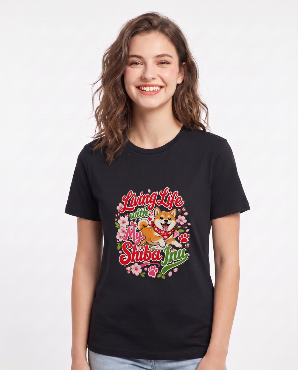 Living Life with My Shiba Inu Women's Black T-Shirt product image 2