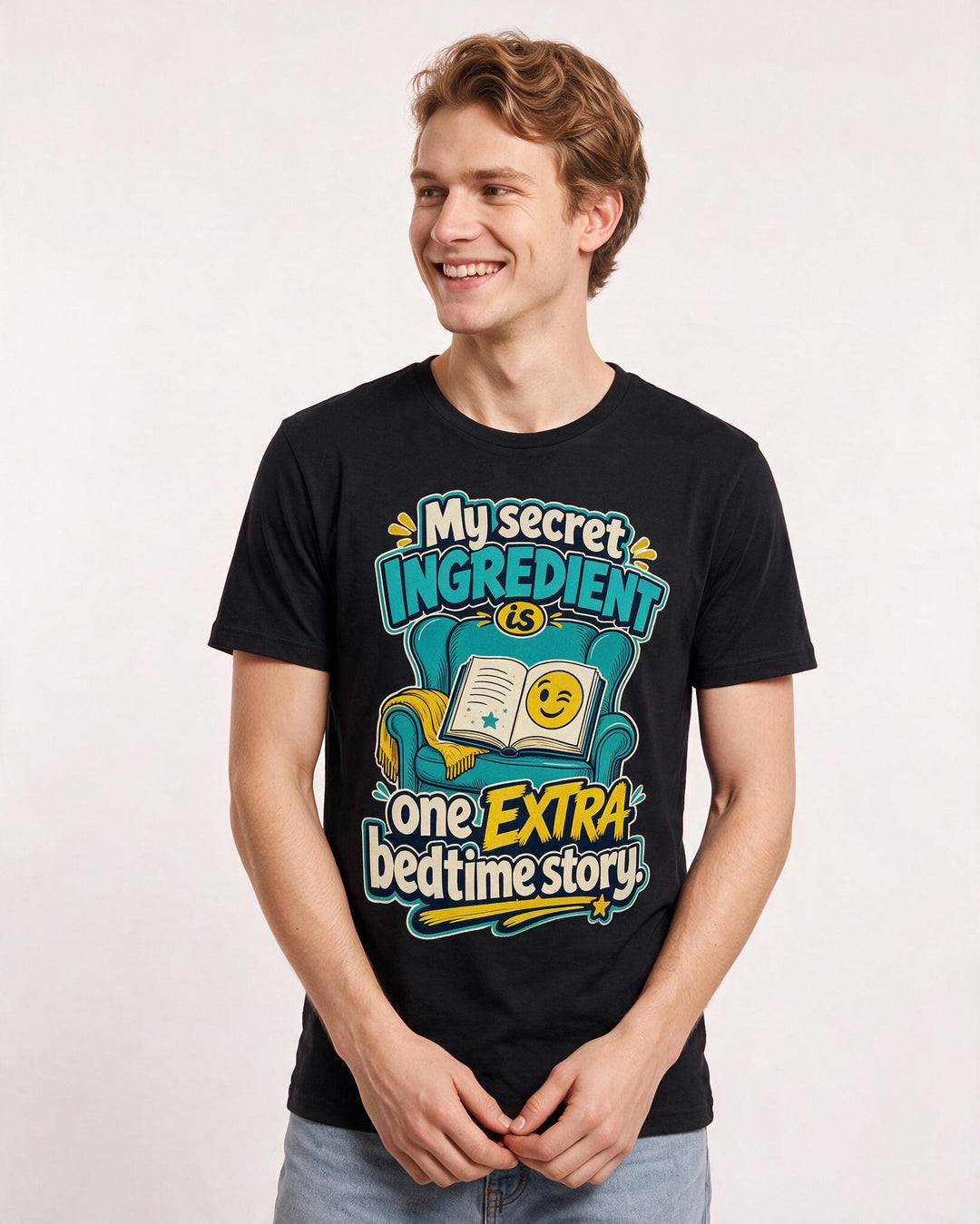 Funny Grandparent Men's Black T-Shirt – My secret ingredient is one extra bedtime story. product image 3