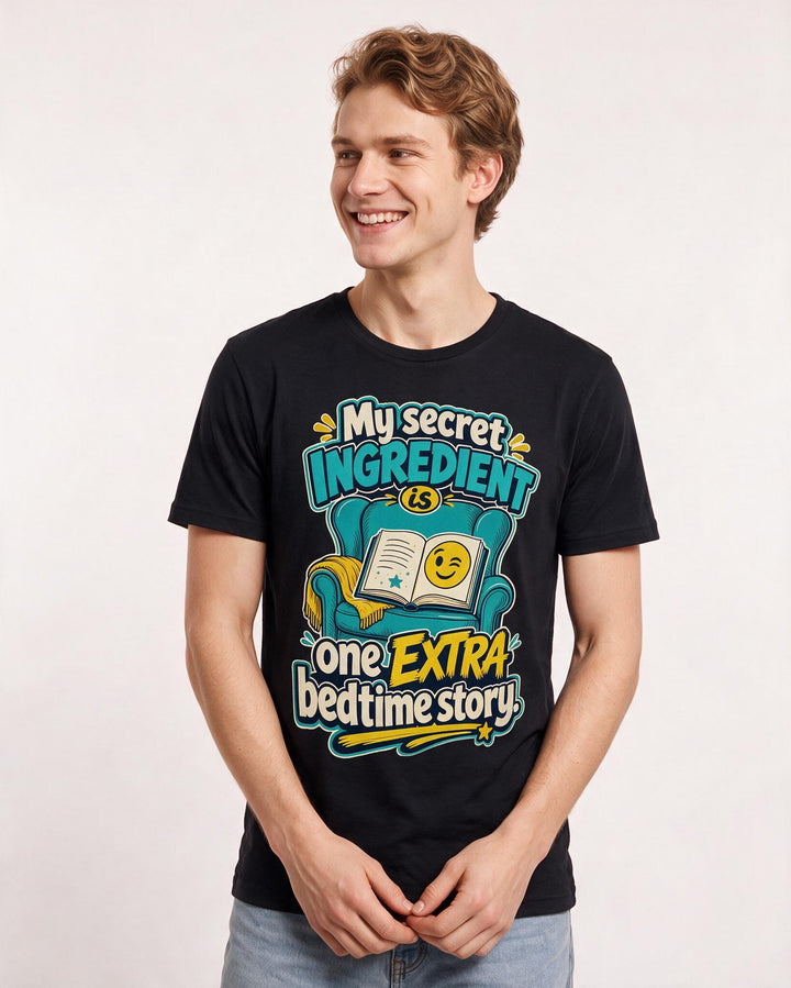 Funny Grandparent Men's Black T-Shirt – My secret ingredient is one extra bedtime story. product image 3