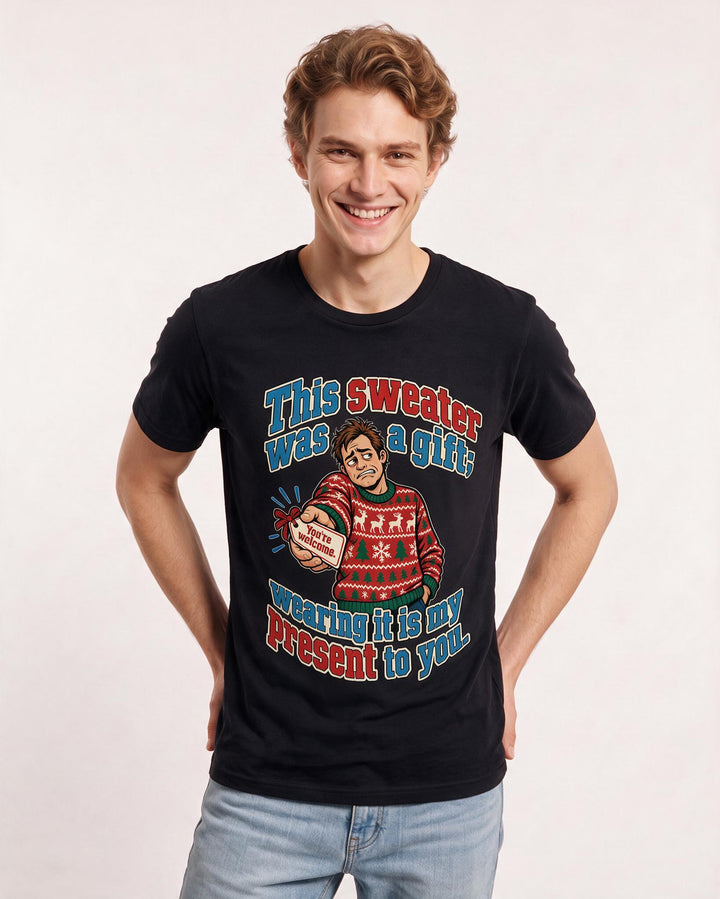 Christmas Black T-Shirt for Men – Holiday Theme Graphic Tee product image 1