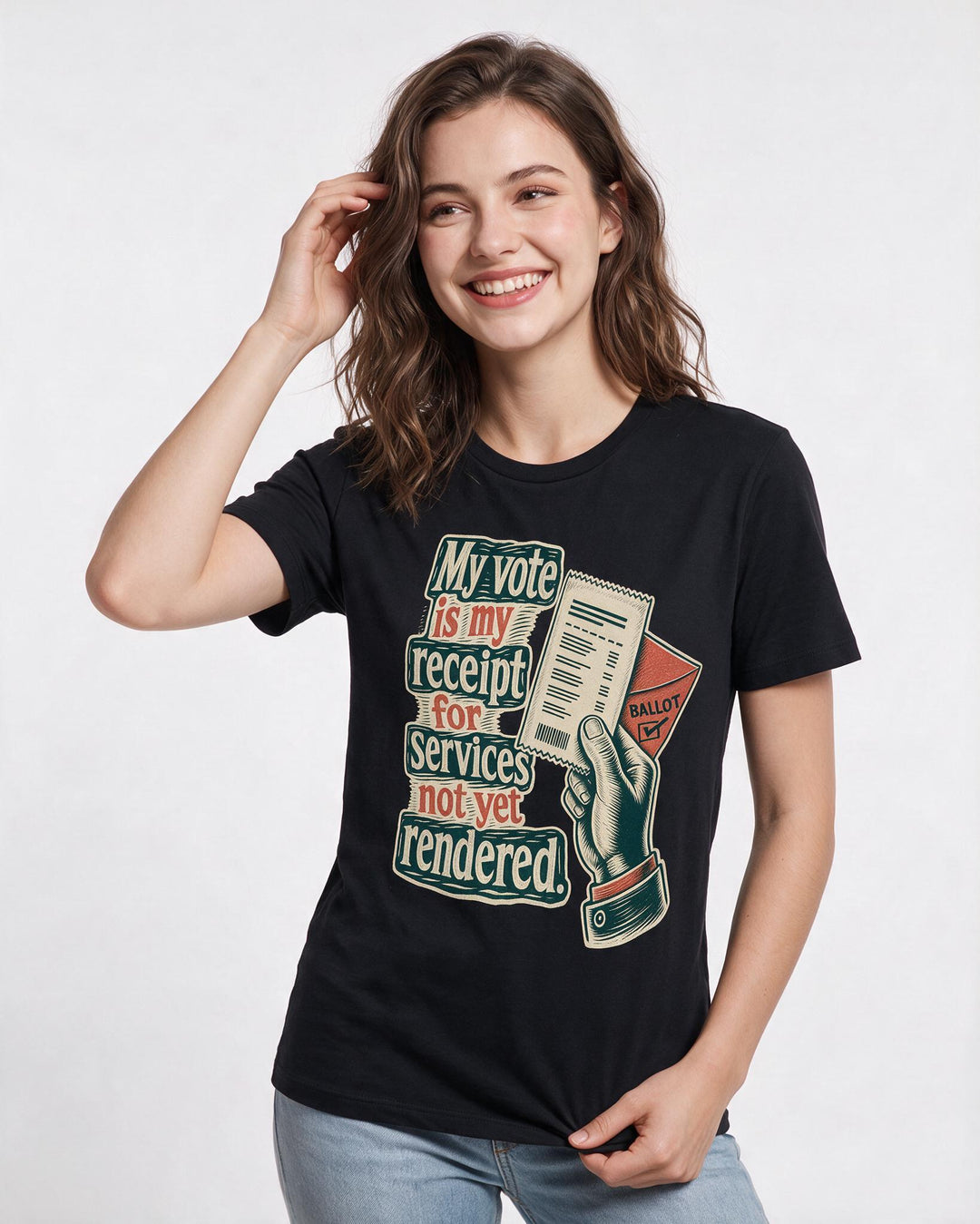 Political Statement Black T-Shirt for Women – Everyday Expression Graphic Tee product image 1