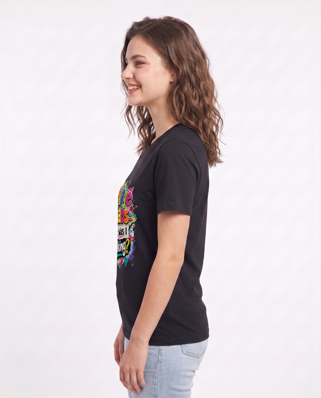Collage Chaos: What Was I Thinking? Women's Black T-Shirt product image 3
