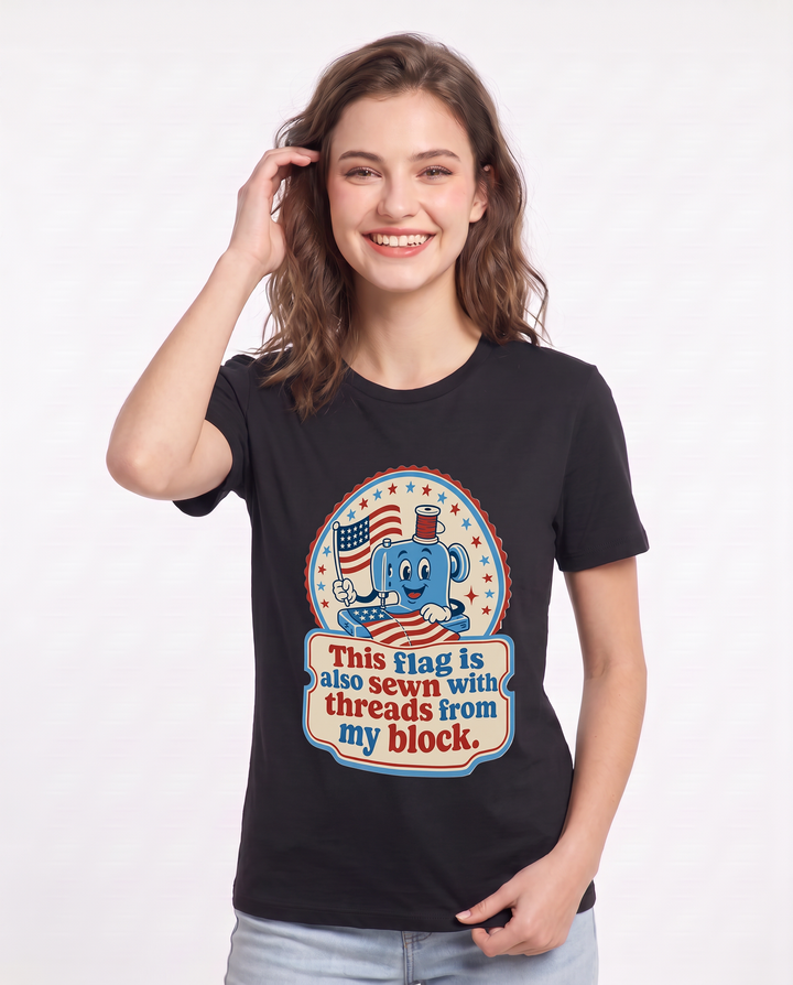 Graphic Women's Black T-Shirt - This flag is also sewn with threads product image 3