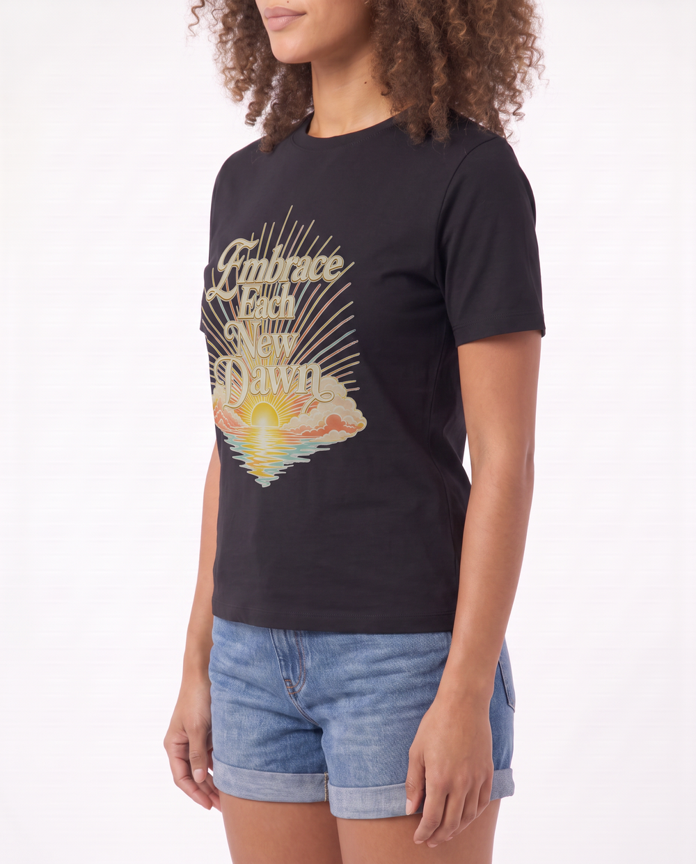 Embrace Each New Dawn Black T-Shirt mockup 2