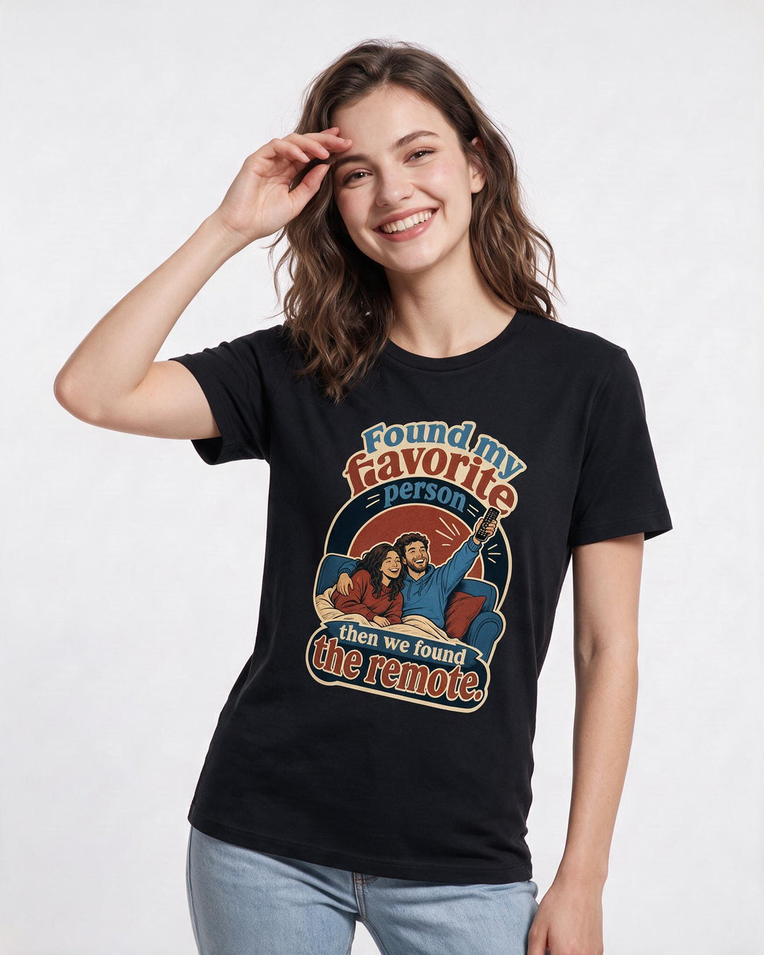 Couples Black T-Shirt for Women – Everyday Expression Graphic Tee product image 1