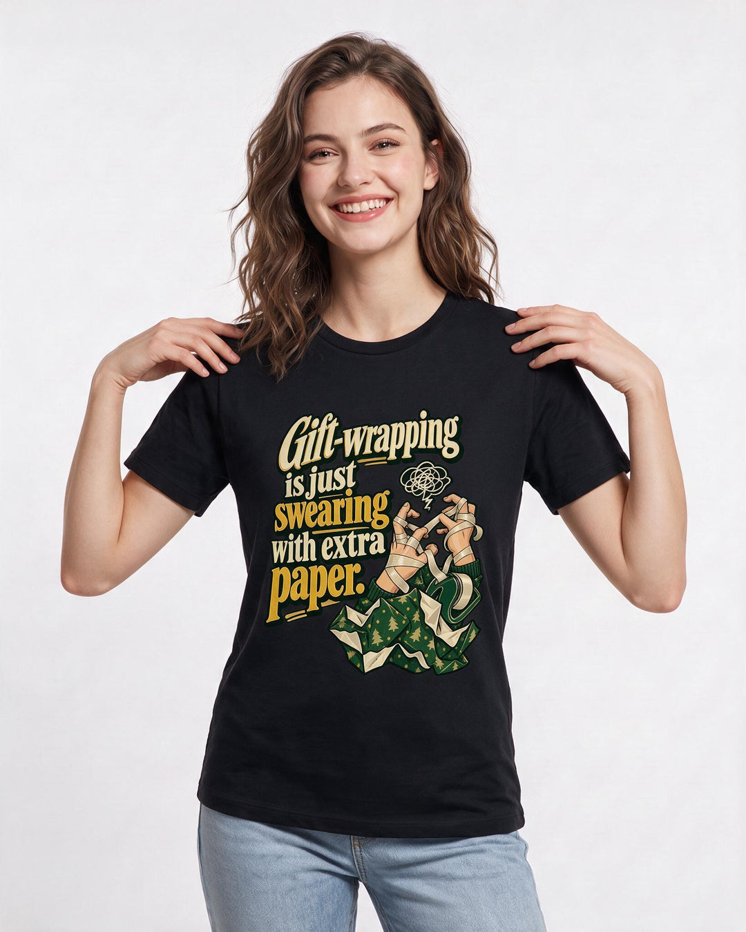Christmas Black T-Shirt for Women – Holiday Theme Graphic Tee product image 1