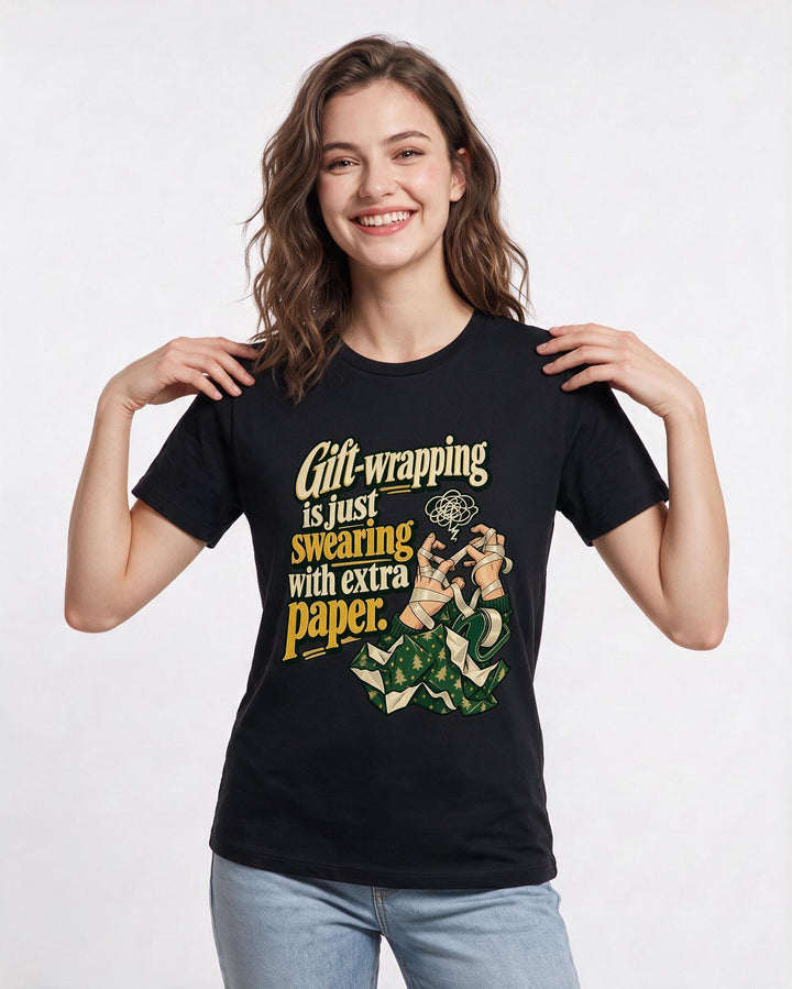 Christmas Black T-Shirt for Women – Holiday Theme Graphic Tee product image 1