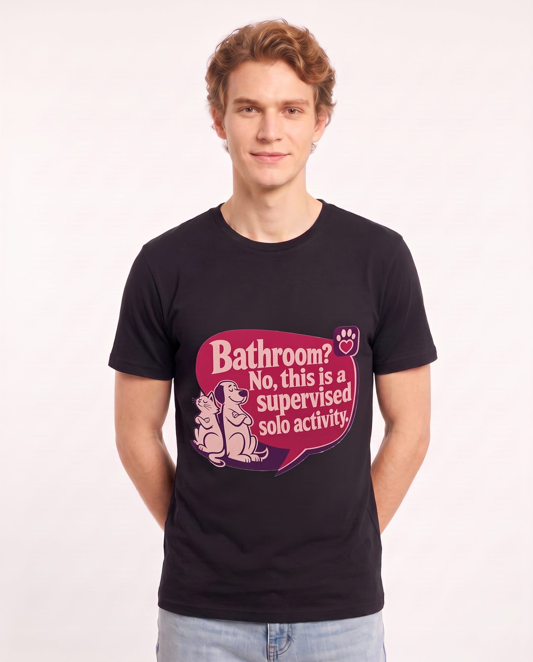 Graphic Men's Black T-Shirt - Bathroom? No, this is a supervised solo product image 3