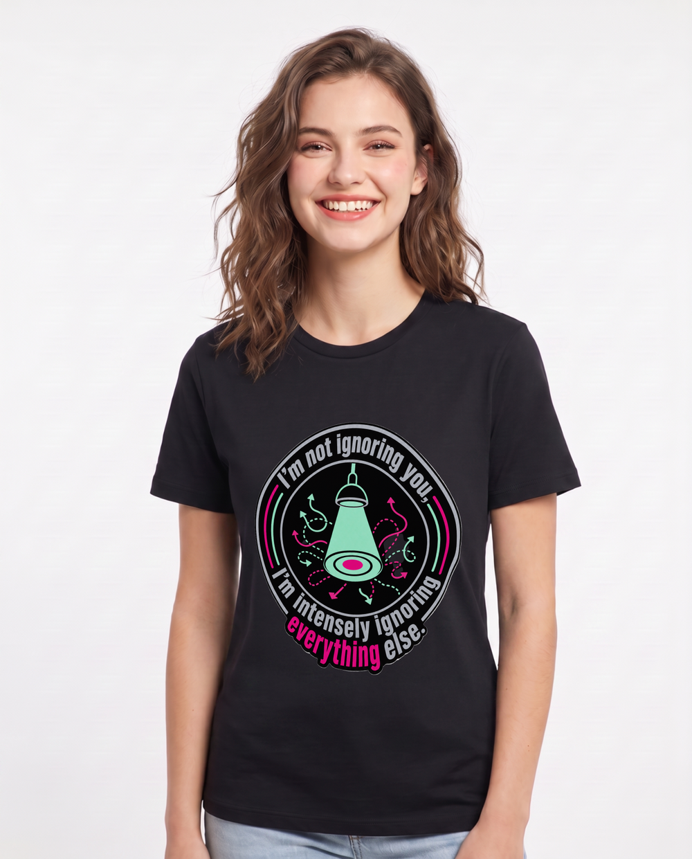 I'm not ignoring you, I'm intensely ignoring everything else. Women's Black T-Shirt product image 2