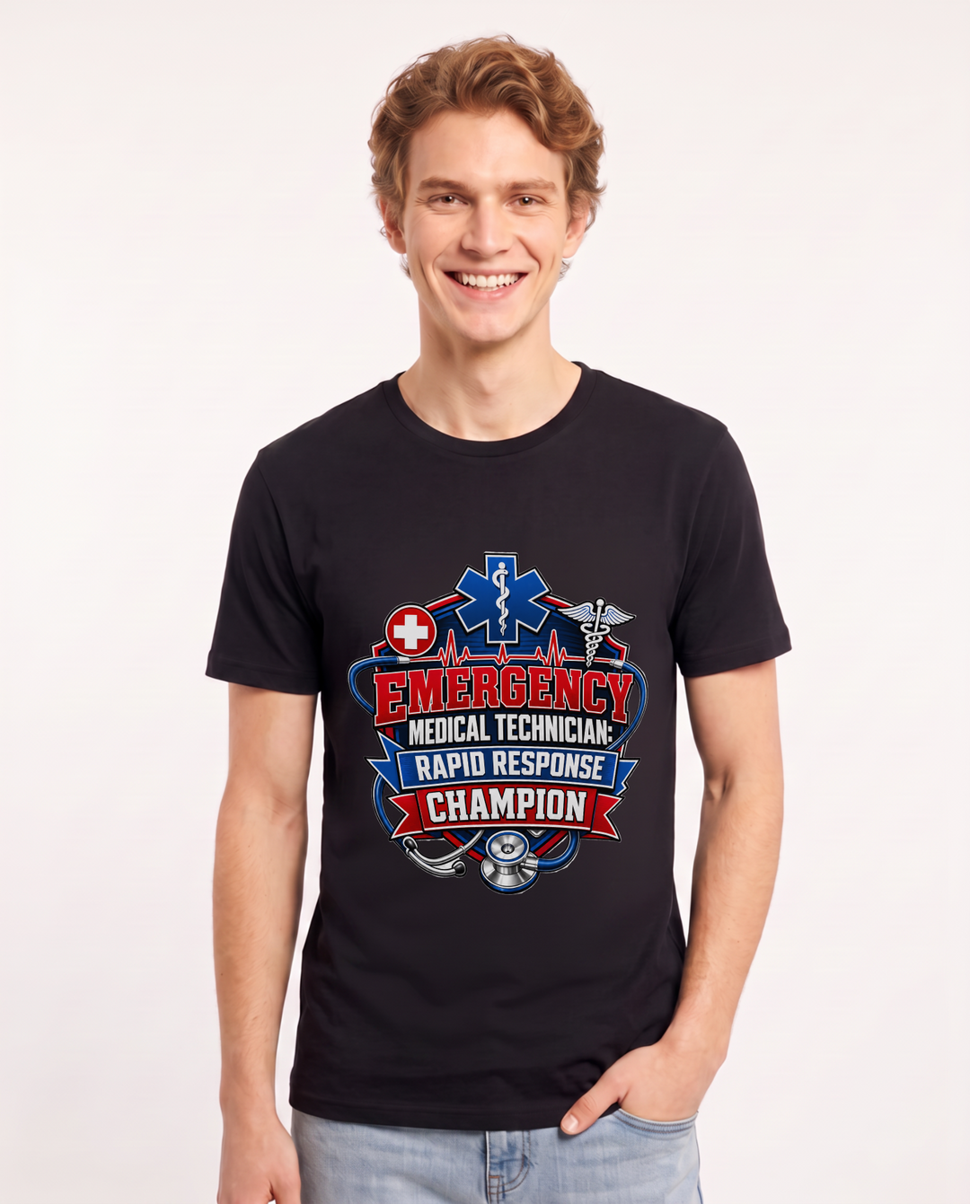 Emergency Medical Technician: Rapid Response Champion Men's Black T-Shirt product image 2