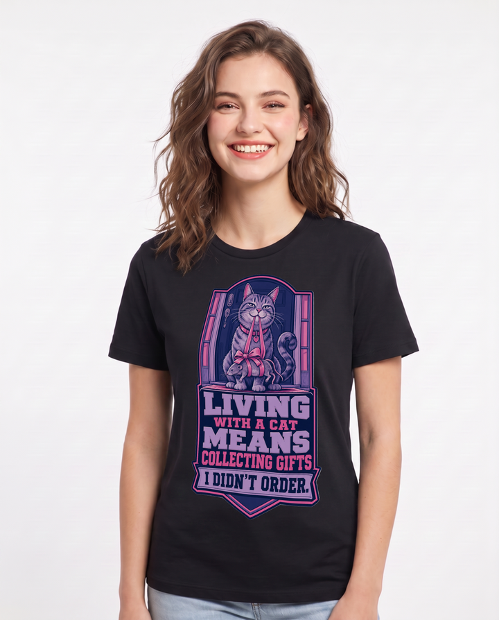 Cat Lover Black T-Shirt for Women – Everyday Expression Graphic Tee product image 1