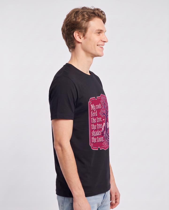 Graphic Men's Black T-Shirt - My roots feed the tree, the tree shades product image 2