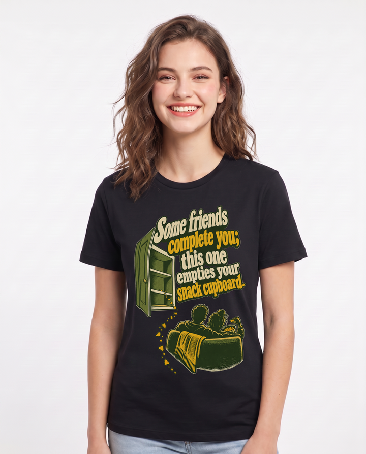 Couples Black T-Shirt for Women – Everyday Expression Graphic Tee product image 3