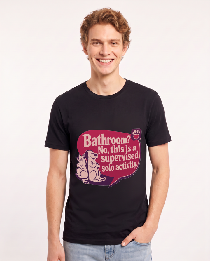 Graphic Men's Black T-Shirt - Bathroom? No, this is a supervised solo product image 1