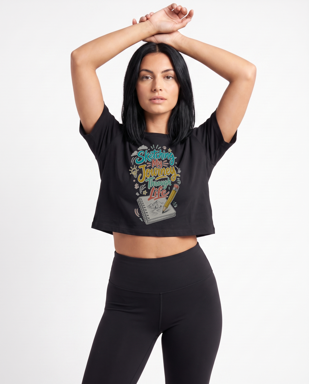 Sketching My Journey Through Life Crop Top mockup 1