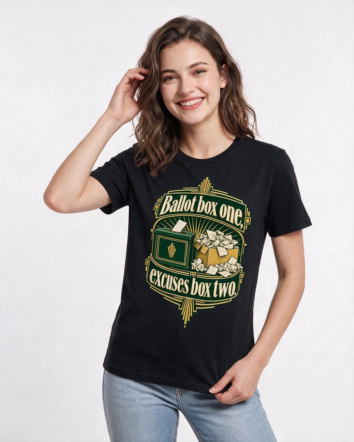 Political Statement Black T-Shirt for Women – Everyday Expression Graphic Tee product image 1
