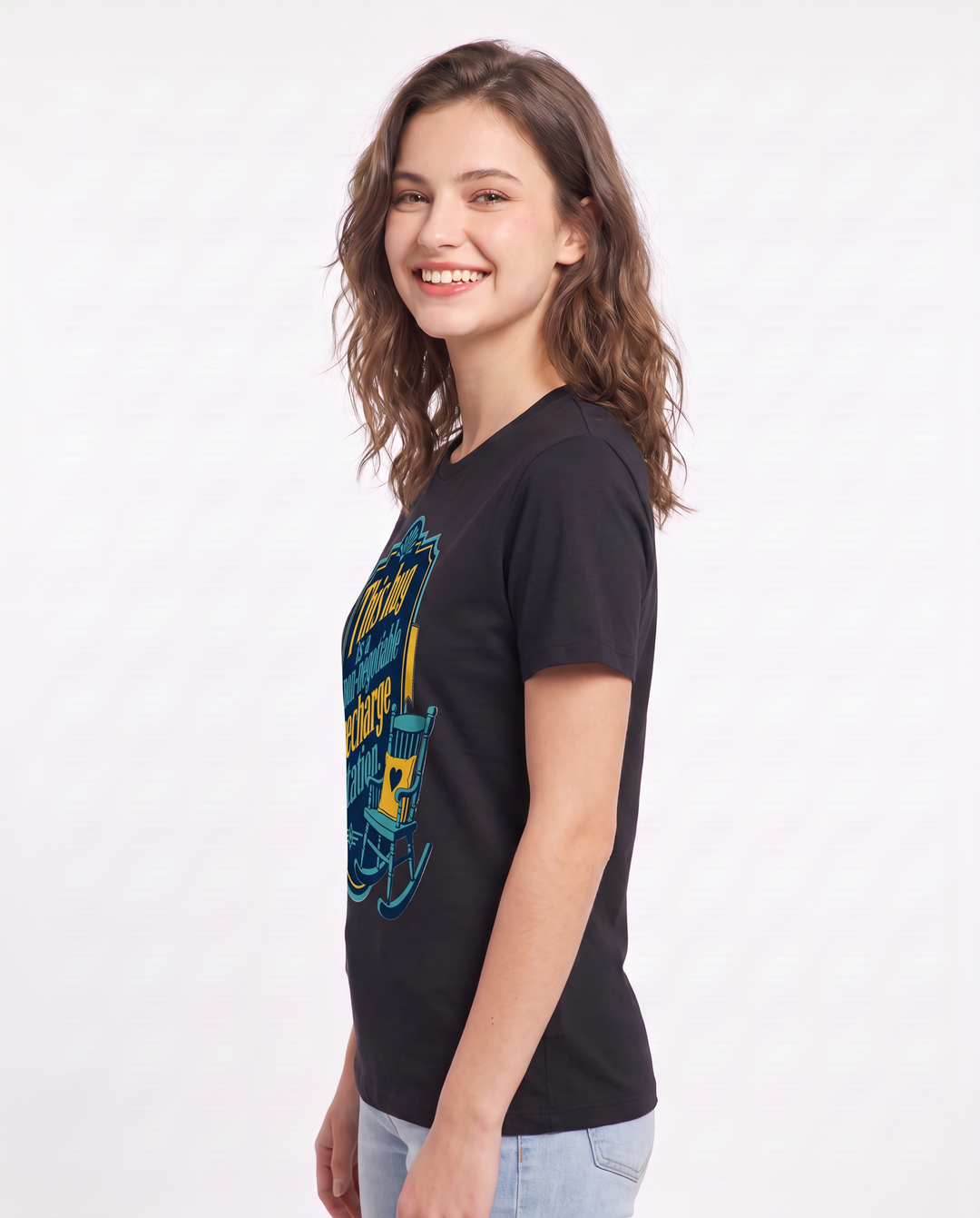 Graphic Women's Black T-Shirt - This hug is a non-negotiable recharge product image 2