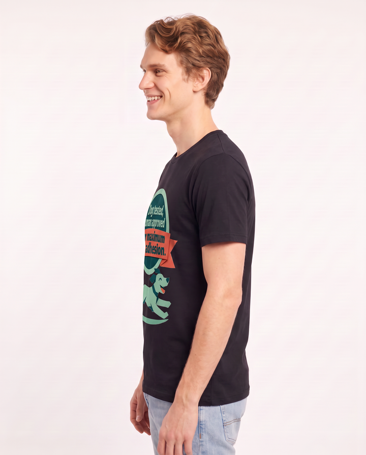 Graphic Men's Black T-Shirt - Dog tested, human approved for maximum product image 2