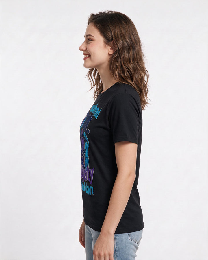 Veteran Women's Black T-Shirt – We mustered out. Our loyalty didn't stand down. product image 2