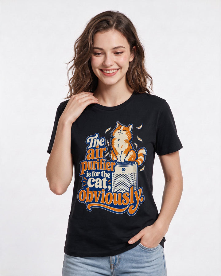 Cat Lover Black T-Shirt for Women – Everyday Expression Graphic Tee product image 1