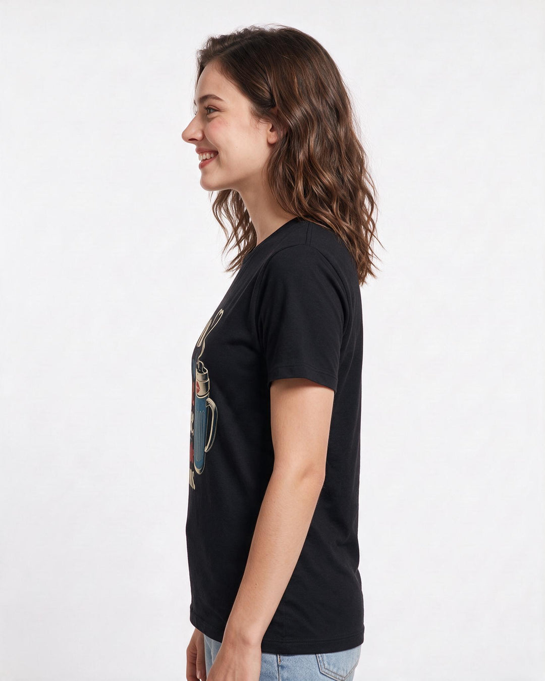 Funny Mom Women's Black T-Shirt – Mom: Powered by love, coffee, and questionable decisions. product image 2