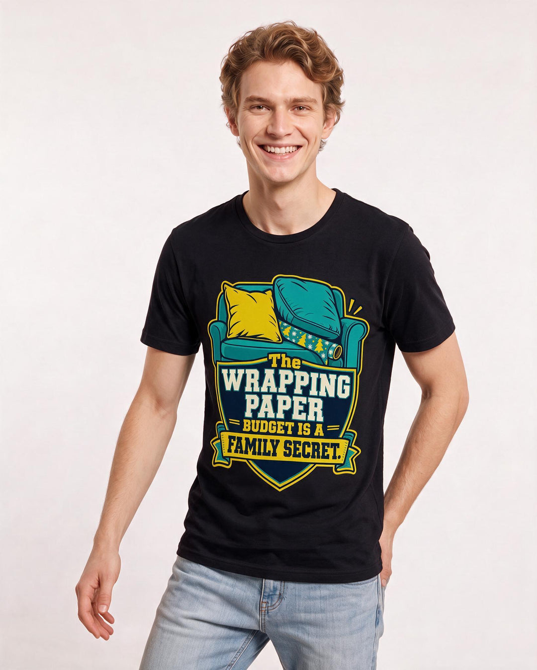Christmas Black T-Shirt for Men – Holiday Theme Graphic Tee product image 1