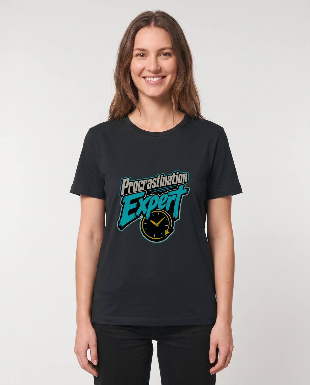 Procrastination Expert Black T-Shirt mockup 1