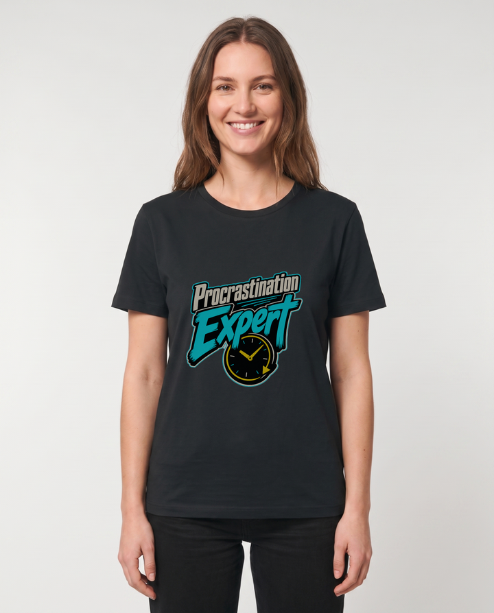 Procrastination Expert Black T-Shirt mockup 1