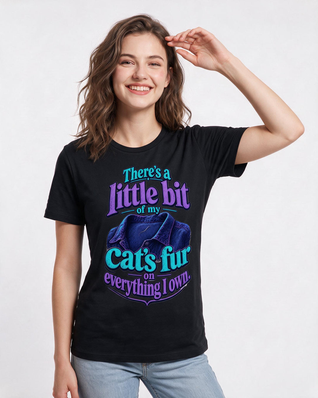 Cat Lover Black T-Shirt for Women – Everyday Expression Graphic Tee product image 1