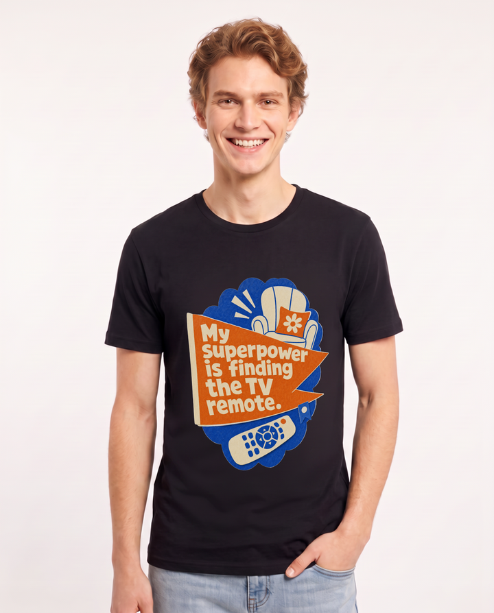 Graphic Men's Black T-Shirt - My superpower is finding the TV remote. product image 1