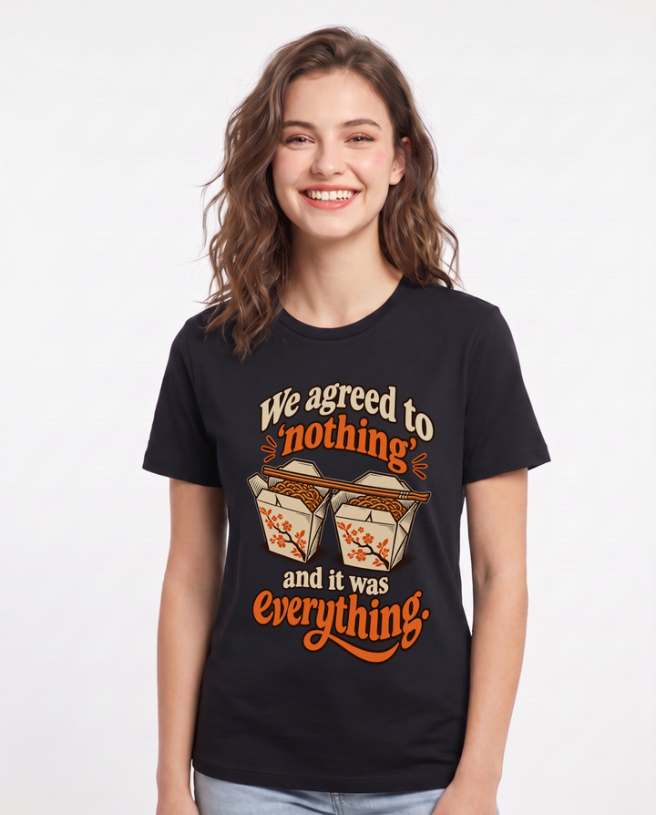 Couples Black T-Shirt for Women – Everyday Expression Graphic Tee product image 3