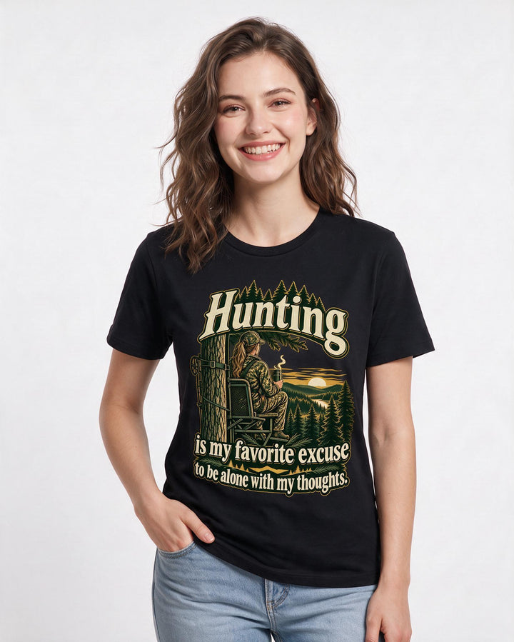 Hunting Black T-Shirt for Women – Everyday Expression Graphic Tee product image 1