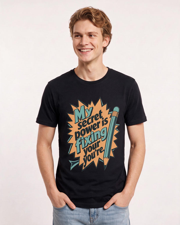 Teacher Gift Men's Black T-Shirt - My secret power is fixing your product image 3