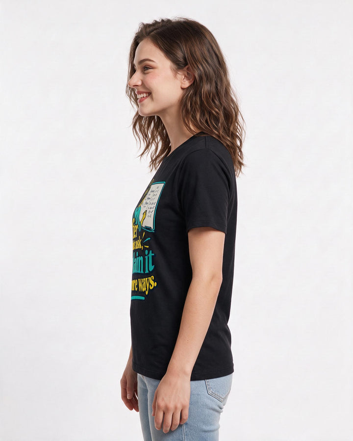 Teacher Black T-Shirt for Women – Everyday Expression Graphic Tee product image 2