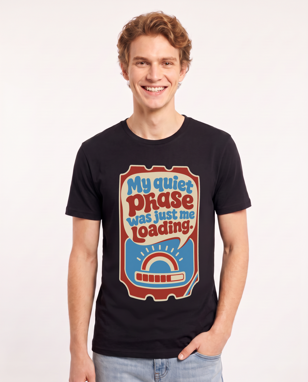 Graphic Men's Black T-Shirt - My quiet phase was just me loading. product image 1