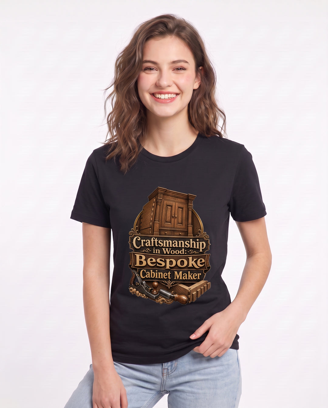 Craftsmanship in Wood: Bespoke Cabinet Maker Women's Black T-Shirt product image 1