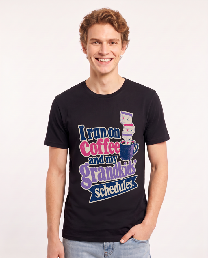 Grandparent Men's Black T-Shirt – I run on coffee and my grandkids' schedules. product image 1