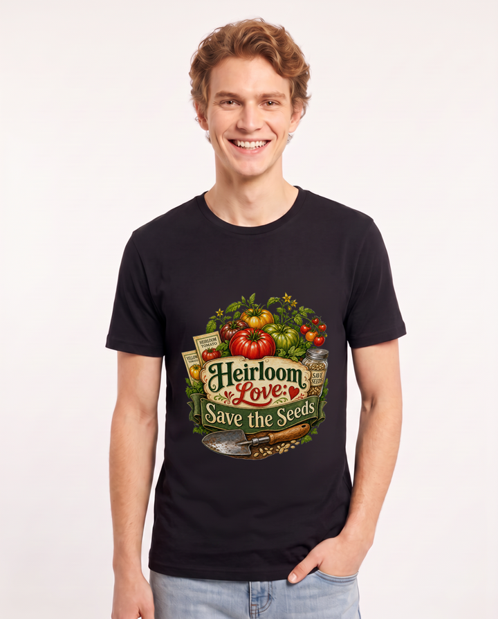 Heirloom Love: Save the Seeds Men's Black T-Shirt product image 2