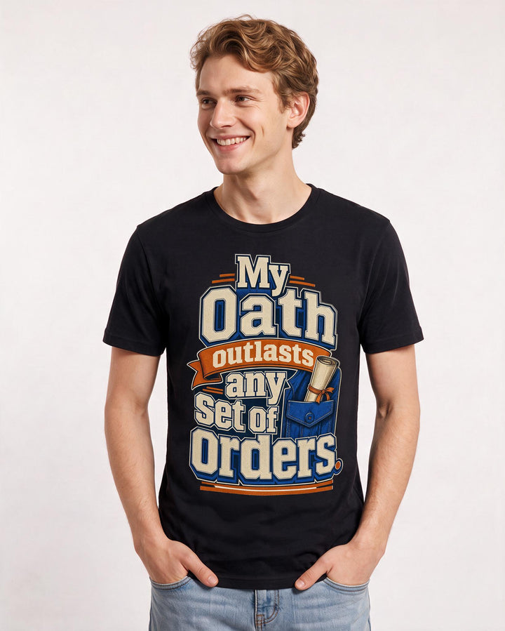 Veteran Men's Black T-Shirt – My oath outlasts any set of orders. product image 3