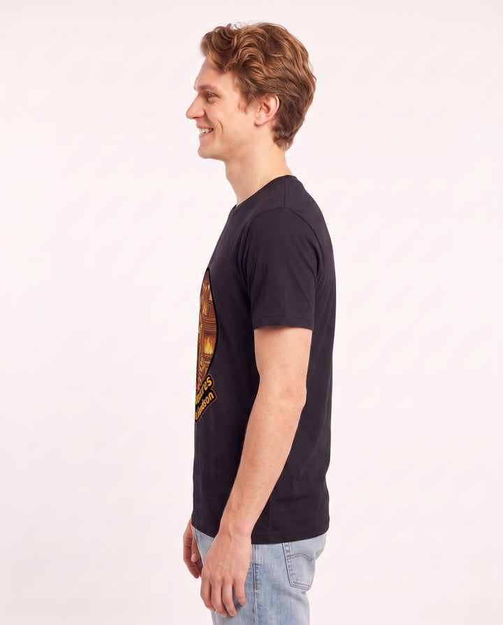 Reading Adventures with Grandpa and Grandson Men's Black T-Shirt product image 3