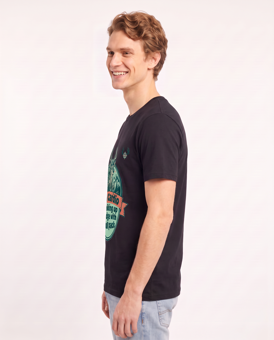Hunting Men's Black T-Shirt - My cardio is hiking up a ridge with a product image 2