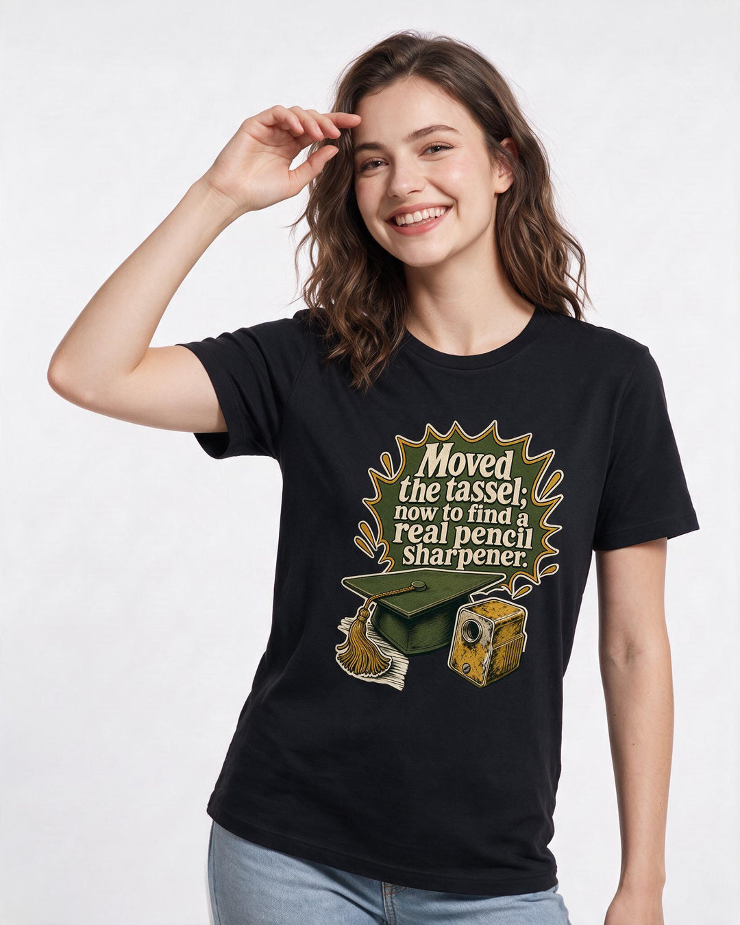 Graduation Black T-Shirt for Women – Everyday Expression Graphic Tee product image 1