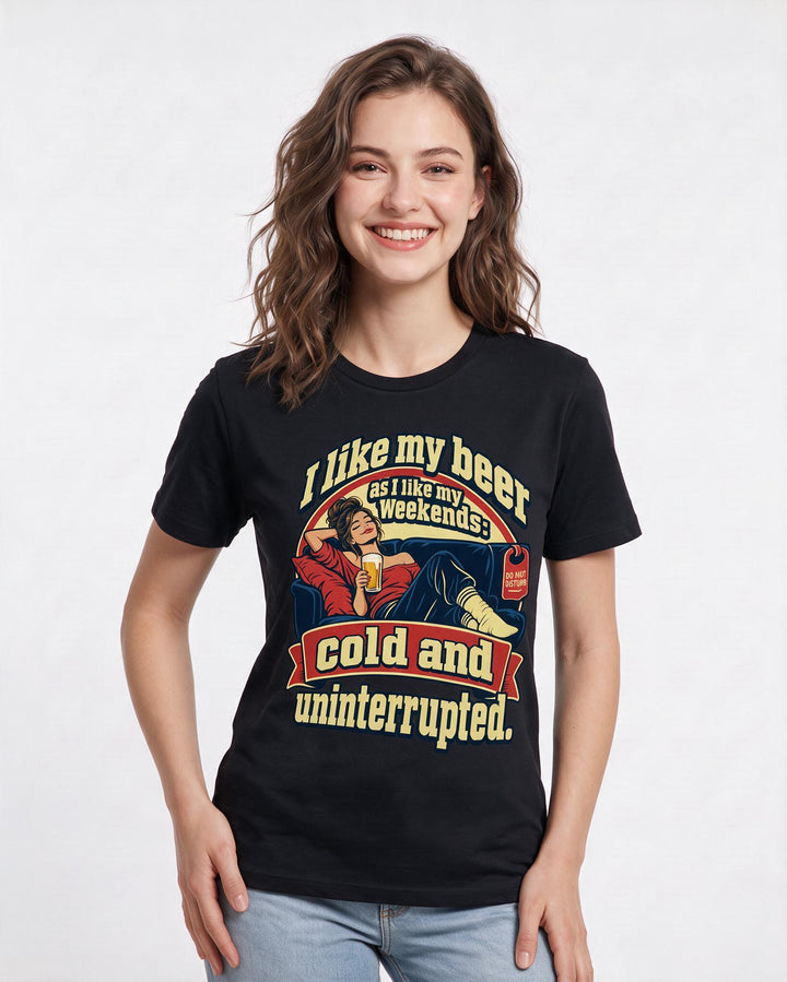 Beer Black T-Shirt for Women – Everyday Expression Graphic Tee product image 1