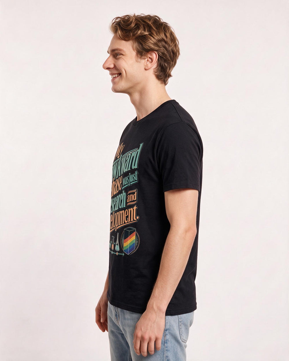 Pride Men's Black T-Shirt – My awkward phase was just research and development. product image 2