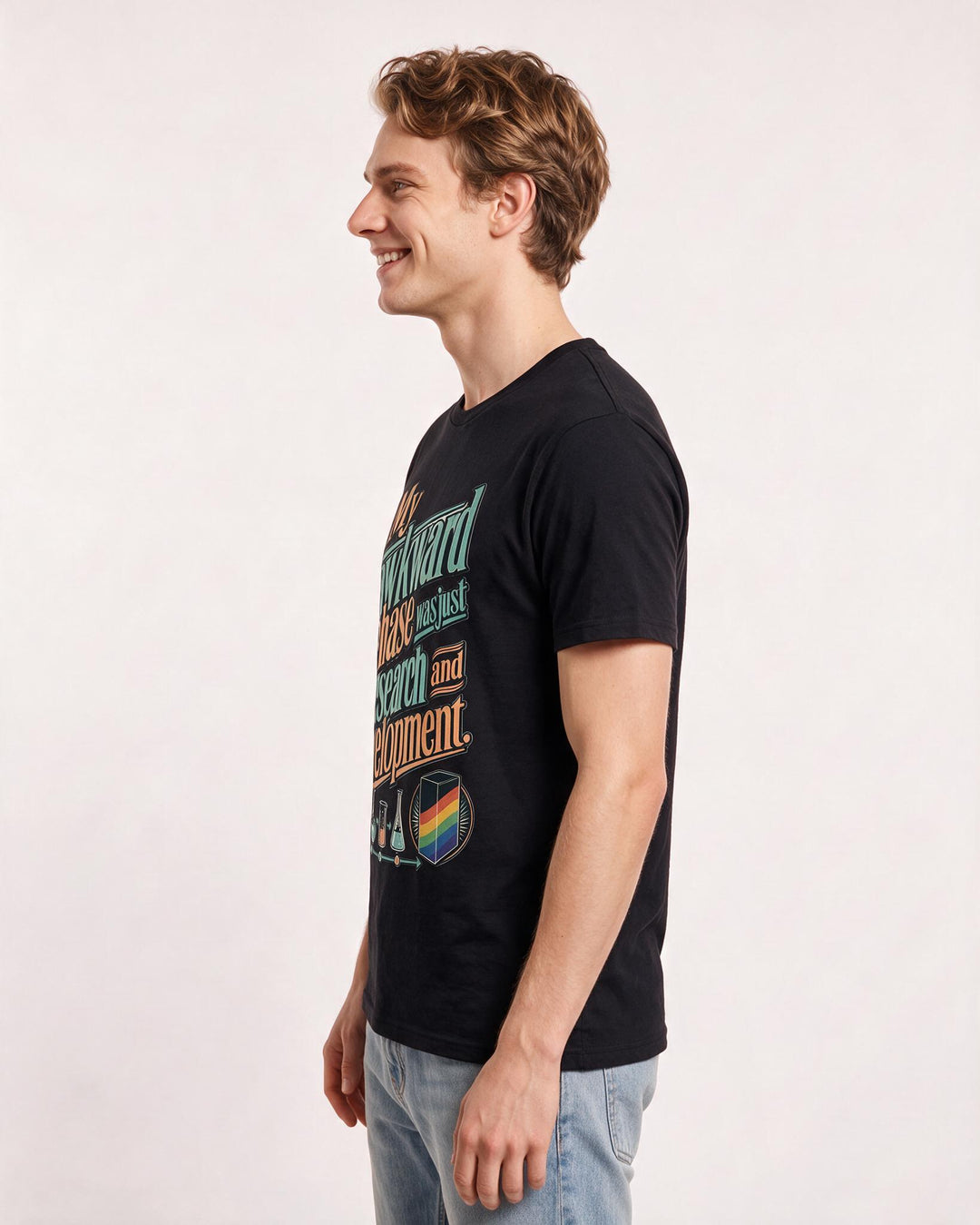 Pride Men's Black T-Shirt – My awkward phase was just research and development. product image 2