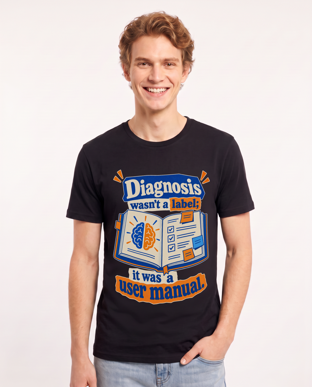 Neurodiversity Black T-Shirt for Men – Everyday Expression Graphic Tee product image 3