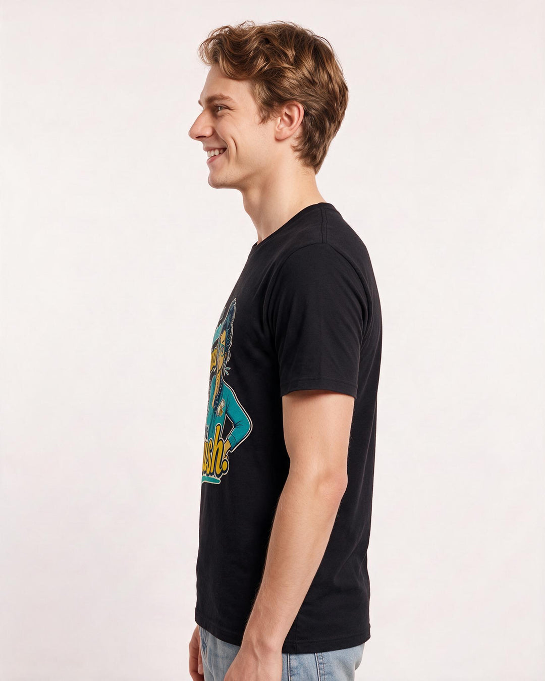 Funny Teacher Men's Black T-Shirt – I am professionally trained in the art of the shush. product image 2