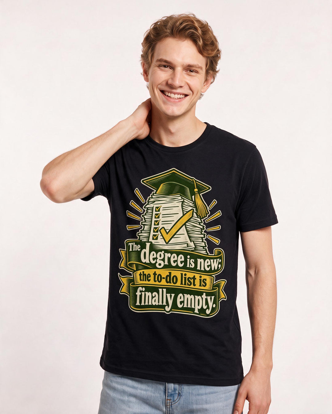 Graduation Black T-Shirt for Men – Everyday Expression Graphic Tee product image 1